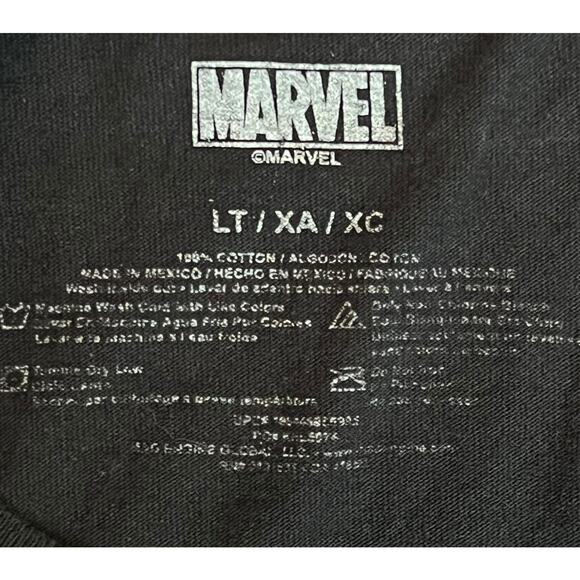 Marvel Distressed Red & White Logo Black T-Shirt Men Size Large Tall Graphic Tee - Picture 3 of 9